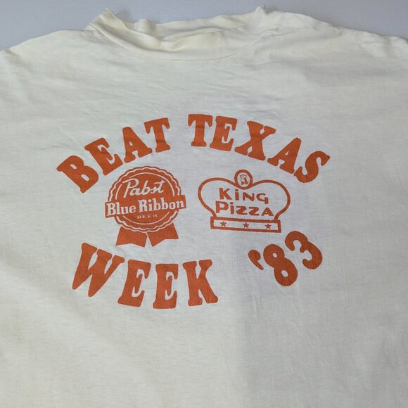 Extremely Vintage U of A Fayetteville Beat Texas Week King Pizza Tee 1983 XL - Picture 6 of 14